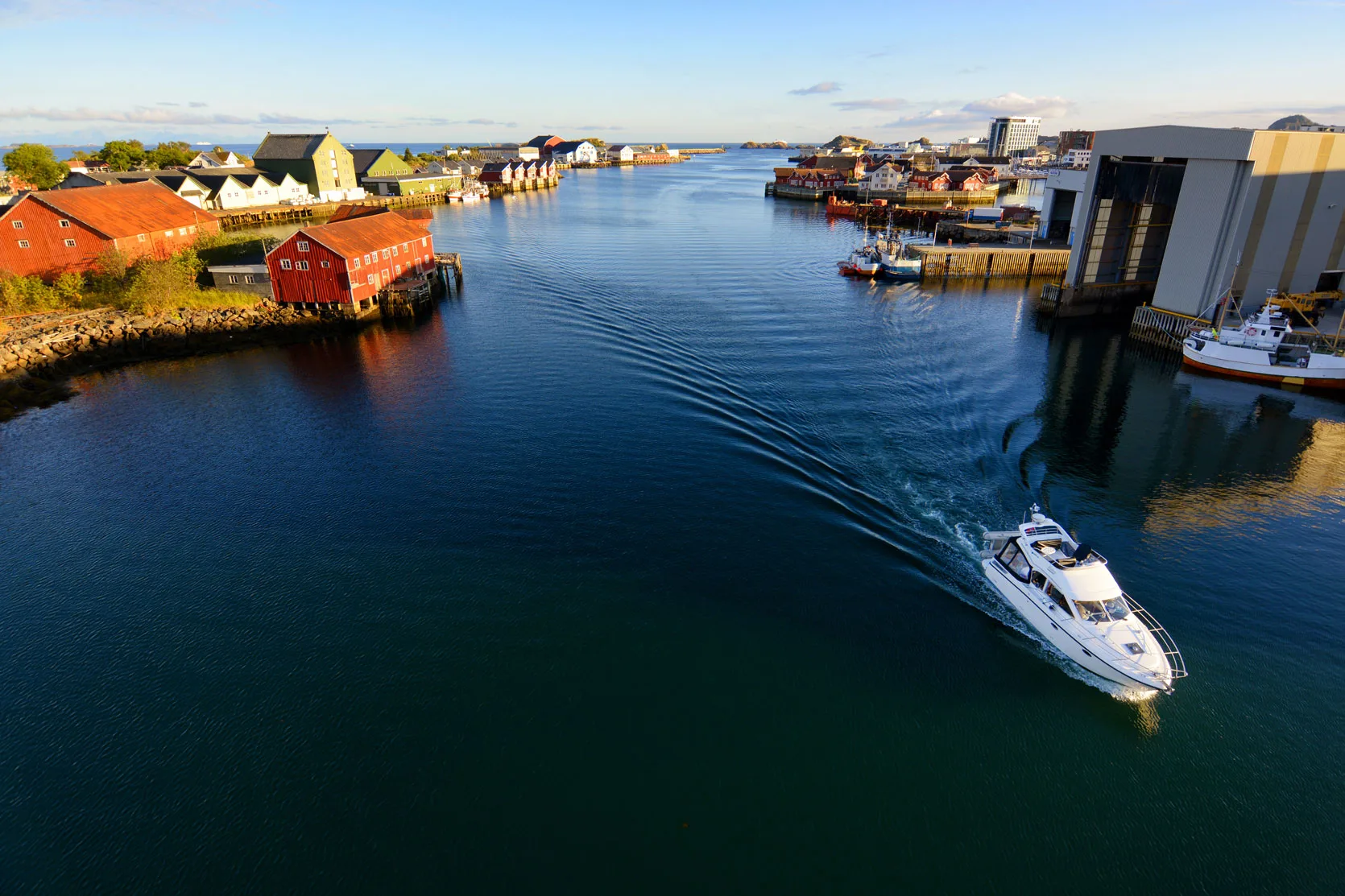 Motorboat travelling across open water